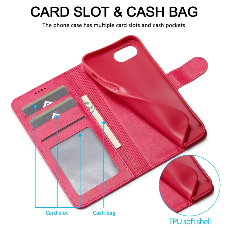 LC.IMEEKE Calf Texture Horizontal Flip Leather Case For iPhone 16e(Red) by LC.IMEEKE