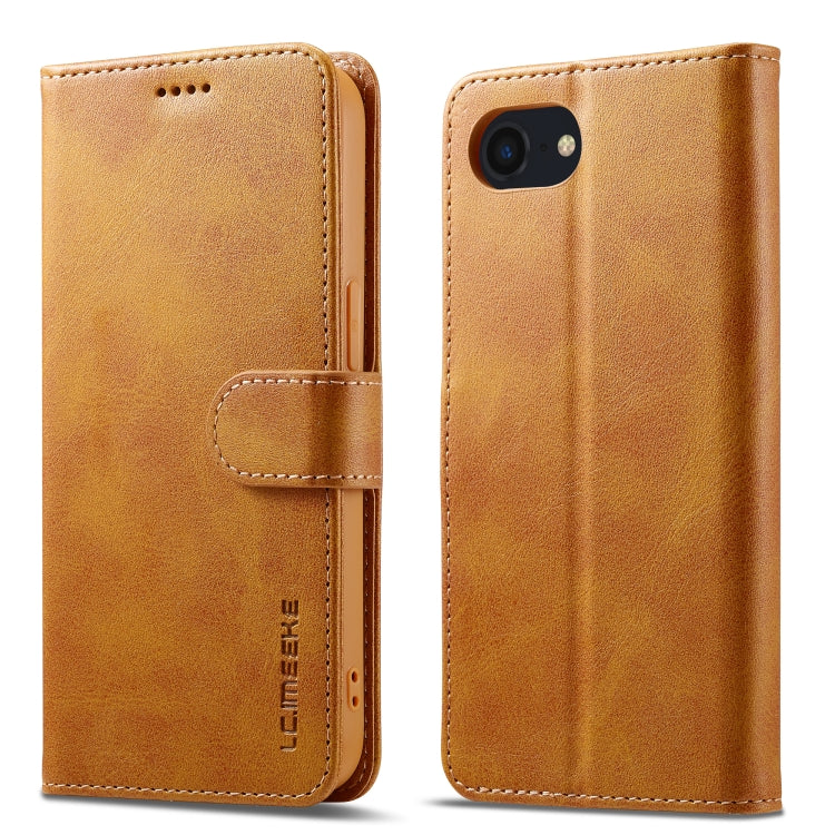 LC.IMEEKE Calf Texture Horizontal Flip Leather Case For iPhone 16e(Yellow) by LC.IMEEKE