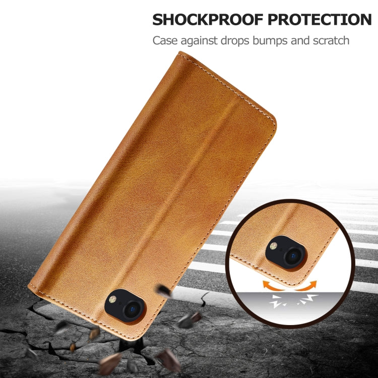 LC.IMEEKE Calf Texture Horizontal Flip Leather Case For iPhone 16e(Yellow) by LC.IMEEKE