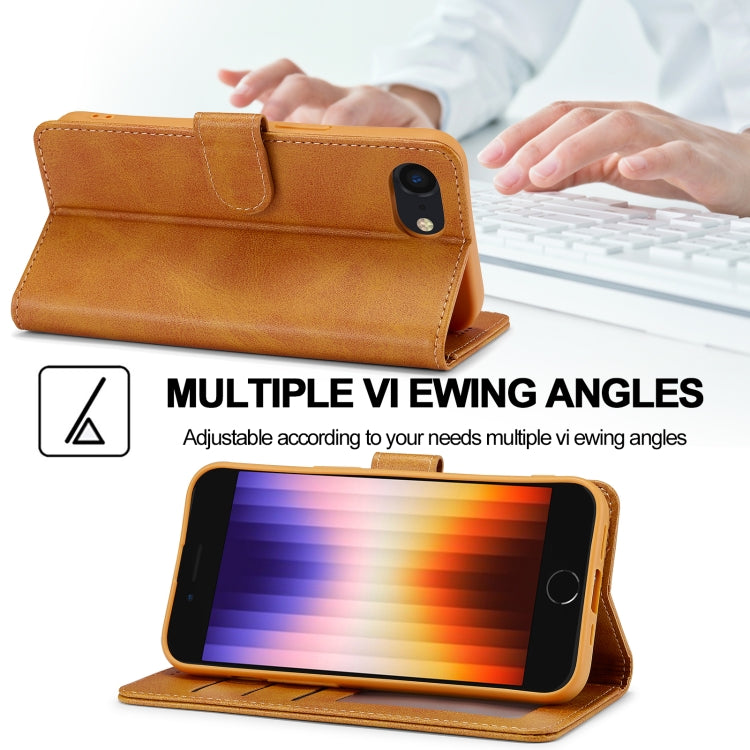 LC.IMEEKE Calf Texture Horizontal Flip Leather Case For iPhone 16e(Yellow) by LC.IMEEKE