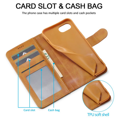 LC.IMEEKE Calf Texture Horizontal Flip Leather Case For iPhone 16e(Yellow) by LC.IMEEKE