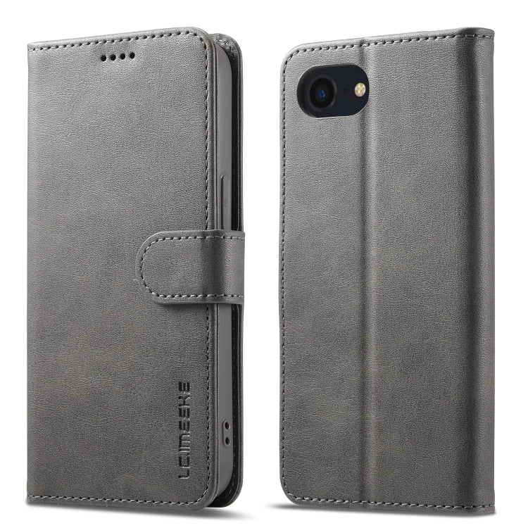 LC.IMEEKE Calf Texture Horizontal Flip Leather Case For iPhone 16e(Grey) by LC.IMEEKE