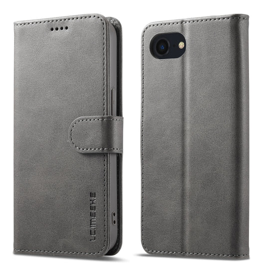 LC.IMEEKE Calf Texture Horizontal Flip Leather Case For iPhone 16e(Grey) by LC.IMEEKE