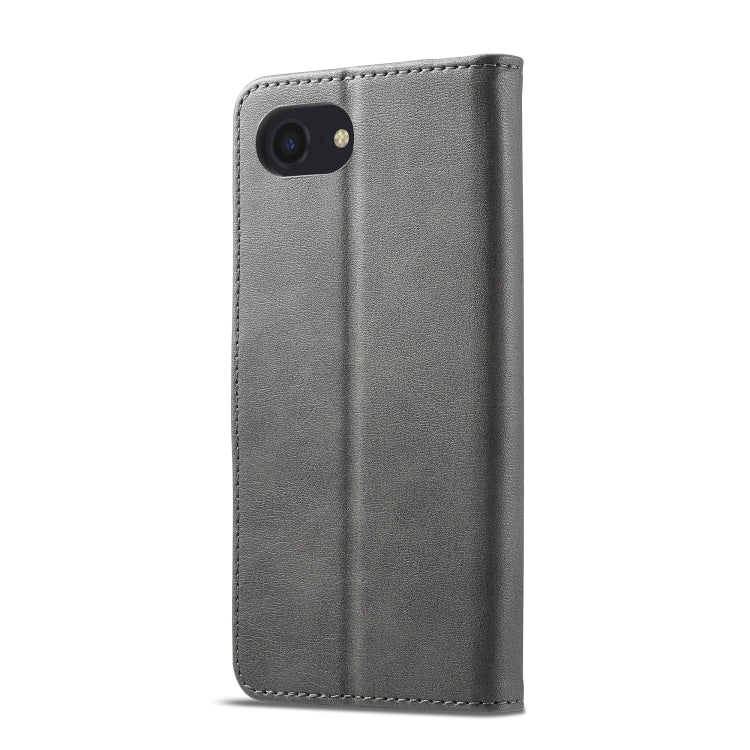 LC.IMEEKE Calf Texture Horizontal Flip Leather Case For iPhone 16e(Grey) by LC.IMEEKE