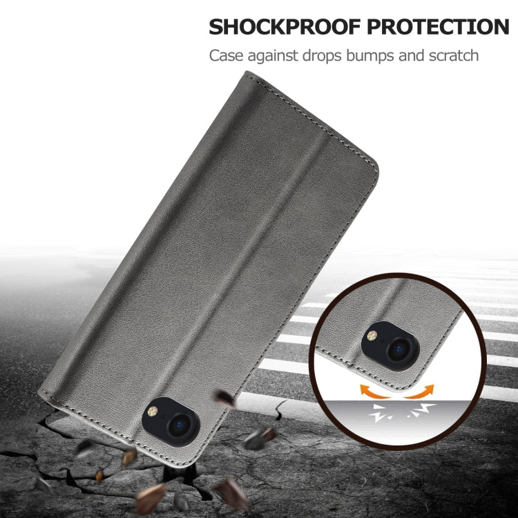 LC.IMEEKE Calf Texture Horizontal Flip Leather Case For iPhone 16e(Grey) by LC.IMEEKE