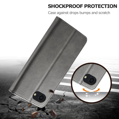 LC.IMEEKE Calf Texture Horizontal Flip Leather Case For iPhone 16e(Grey) by LC.IMEEKE