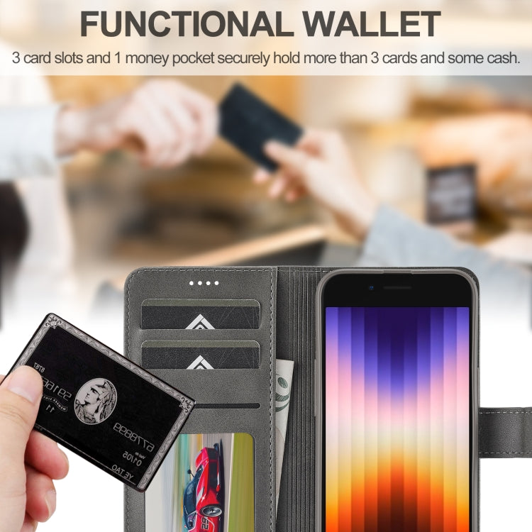 LC.IMEEKE Calf Texture Horizontal Flip Leather Case For iPhone 16e(Grey) by LC.IMEEKE