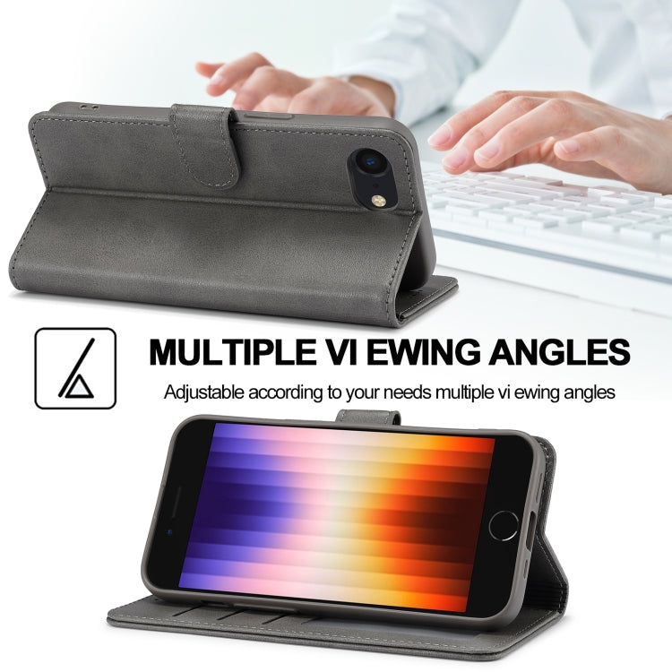 LC.IMEEKE Calf Texture Horizontal Flip Leather Case For iPhone 16e(Grey) by LC.IMEEKE