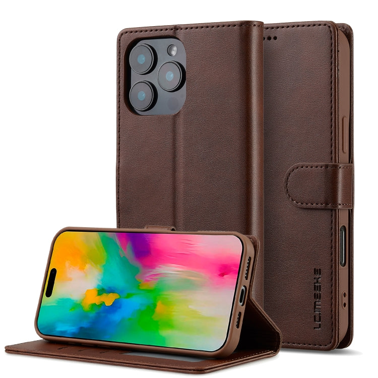 LC.IMEEKE Calf Texture Horizontal Flip Leather Case For iPhone 16 Pro Max(Brown) by LC.IMEEKE