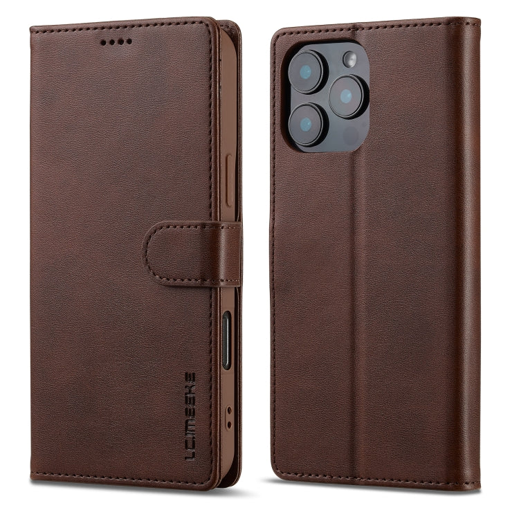 LC.IMEEKE Calf Texture Horizontal Flip Leather Case For iPhone 16 Pro Max(Brown) by LC.IMEEKE