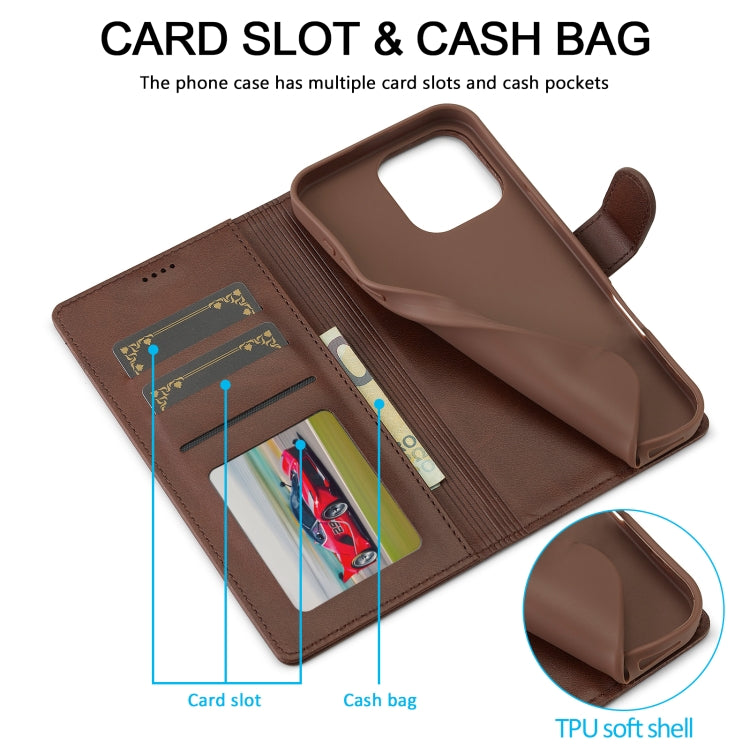 LC.IMEEKE Calf Texture Horizontal Flip Leather Case For iPhone 16 Pro Max(Brown) by LC.IMEEKE