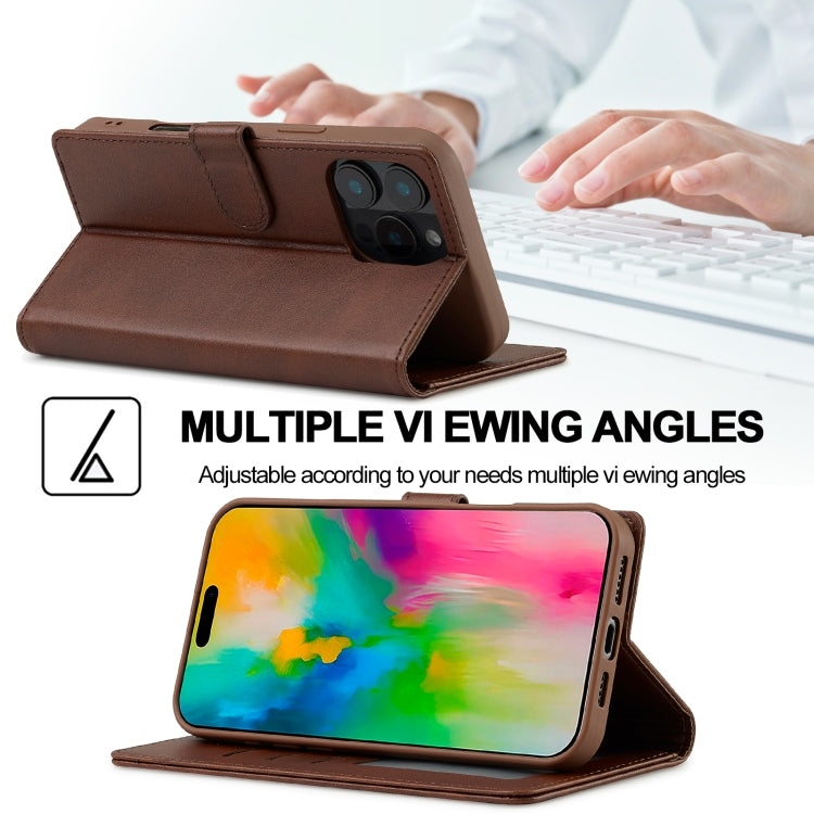 LC.IMEEKE Calf Texture Horizontal Flip Leather Case For iPhone 16 Pro Max(Brown) by LC.IMEEKE