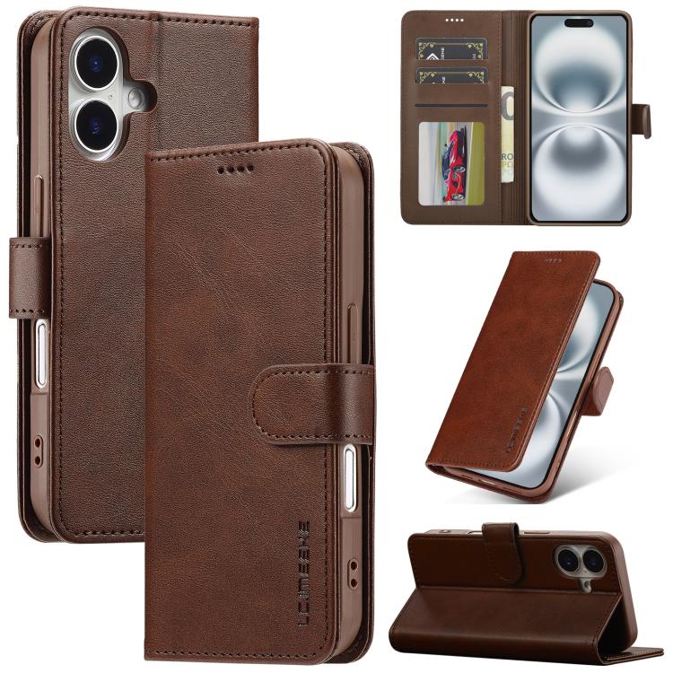 LC.IMEEKE Calf Texture Horizontal Flip Leather Case For iPhone 17(Brown) by LC.IMEEKE