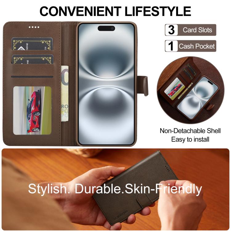 LC.IMEEKE Calf Texture Horizontal Flip Leather Case For iPhone 17(Brown) by LC.IMEEKE