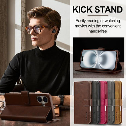 LC.IMEEKE Calf Texture Horizontal Flip Leather Case For iPhone 17(Brown) by LC.IMEEKE