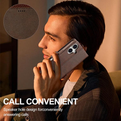 LC.IMEEKE Calf Texture Horizontal Flip Leather Case For iPhone 17(Brown) by LC.IMEEKE