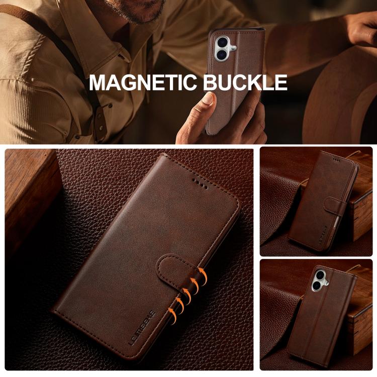 LC.IMEEKE Calf Texture Horizontal Flip Leather Case For iPhone 17(Brown) by LC.IMEEKE