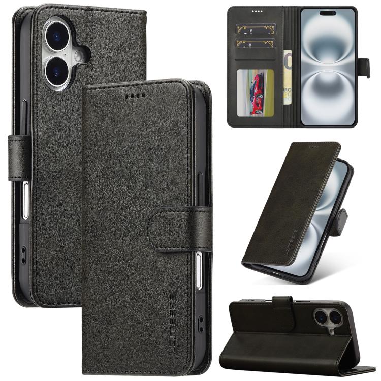 LC.IMEEKE Calf Texture Horizontal Flip Leather Case For iPhone 17(Black) by LC.IMEEKE
