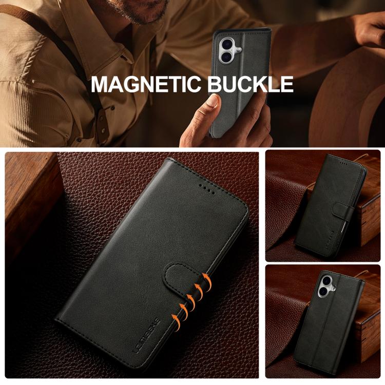 LC.IMEEKE Calf Texture Horizontal Flip Leather Case For iPhone 17(Black) by LC.IMEEKE