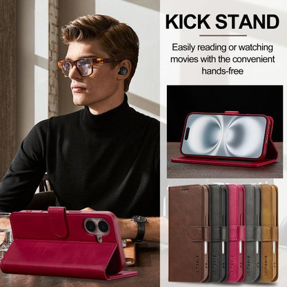 LC.IMEEKE Calf Texture Horizontal Flip Leather Case For iPhone 17(Red) by LC.IMEEKE