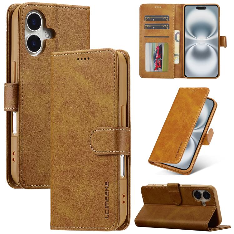 LC.IMEEKE Calf Texture Horizontal Flip Leather Case For iPhone 17(Yellow) by LC.IMEEKE