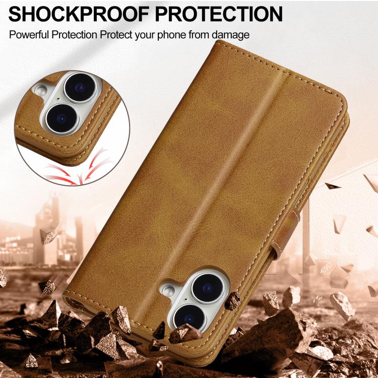 LC.IMEEKE Calf Texture Horizontal Flip Leather Case For iPhone 17(Yellow) by LC.IMEEKE