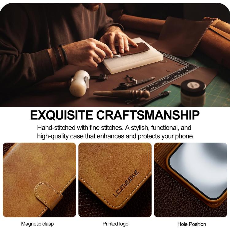 LC.IMEEKE Calf Texture Horizontal Flip Leather Case For iPhone 17(Yellow) by LC.IMEEKE