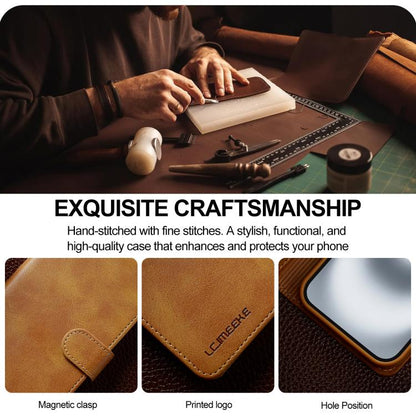 LC.IMEEKE Calf Texture Horizontal Flip Leather Case For iPhone 17(Yellow) by LC.IMEEKE