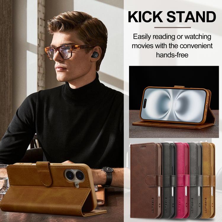 LC.IMEEKE Calf Texture Horizontal Flip Leather Case For iPhone 17(Yellow) by LC.IMEEKE