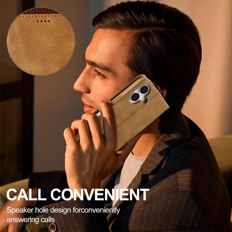 LC.IMEEKE Calf Texture Horizontal Flip Leather Case For iPhone 17(Yellow) by LC.IMEEKE