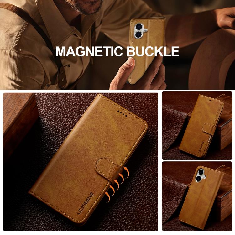 LC.IMEEKE Calf Texture Horizontal Flip Leather Case For iPhone 17(Yellow) by LC.IMEEKE