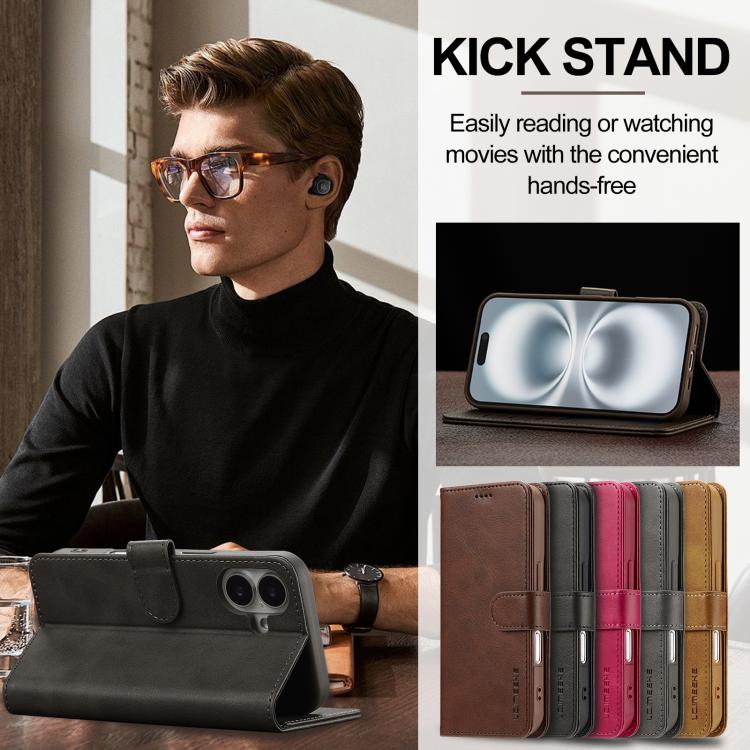 LC.IMEEKE Calf Texture Horizontal Flip Leather Case For iPhone 17(Grey) by LC.IMEEKE