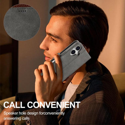 LC.IMEEKE Calf Texture Horizontal Flip Leather Case For iPhone 17(Grey) by LC.IMEEKE