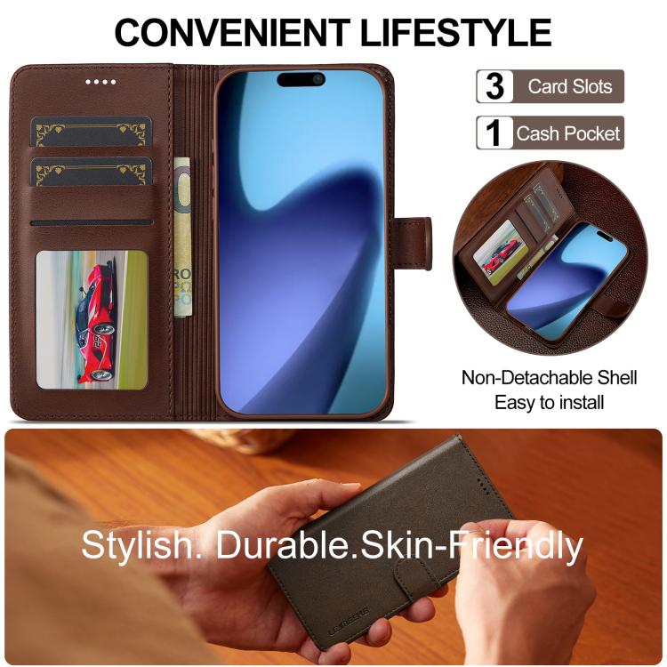 LC.IMEEKE Calf Texture Horizontal Flip Leather Case For iPhone Air(Brown) by LC.IMEEKE