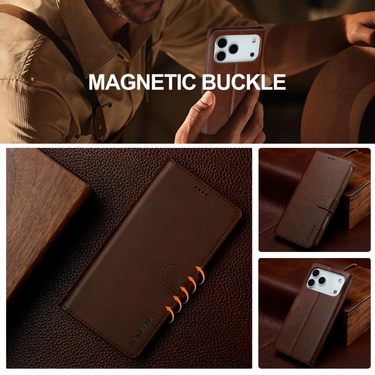 LC.IMEEKE Calf Texture Horizontal Flip Leather Case For iPhone 17 Pro(Brown) by LC.IMEEKE