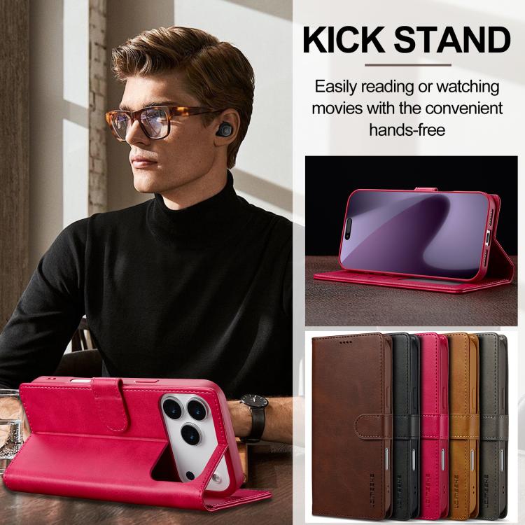 LC.IMEEKE Calf Texture Horizontal Flip Leather Case For iPhone 17 Pro(Red) by LC.IMEEKE