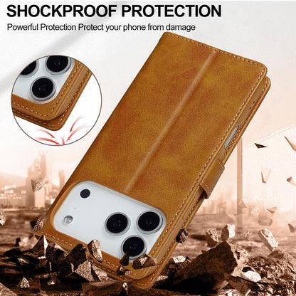 LC.IMEEKE Calf Texture Horizontal Flip Leather Case For iPhone 17 Pro(Yellow) by LC.IMEEKE