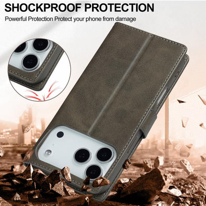 LC.IMEEKE Calf Texture Horizontal Flip Leather Case For iPhone 17 Pro(Grey) by LC.IMEEKE