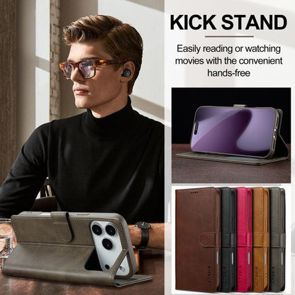 LC.IMEEKE Calf Texture Horizontal Flip Leather Case For iPhone 17 Pro(Grey) by LC.IMEEKE