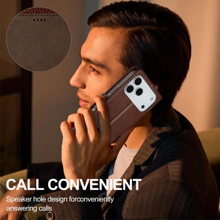 LC.IMEEKE Calf Texture Horizontal Flip Leather Case For iPhone 17 Pro Max(Brown) by LC.IMEEKE