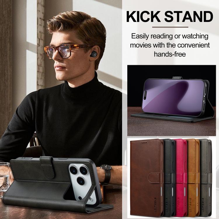 LC.IMEEKE Calf Texture Horizontal Flip Leather Case For iPhone 17 Pro Max(Black) by LC.IMEEKE