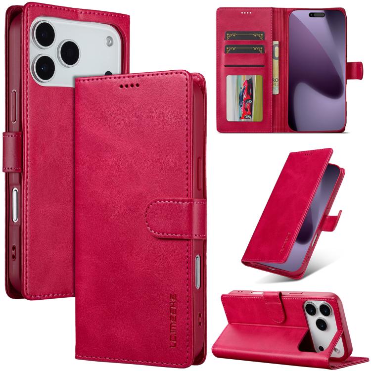 LC.IMEEKE Calf Texture Horizontal Flip Leather Case For iPhone 17 Pro Max(Red) by LC.IMEEKE
