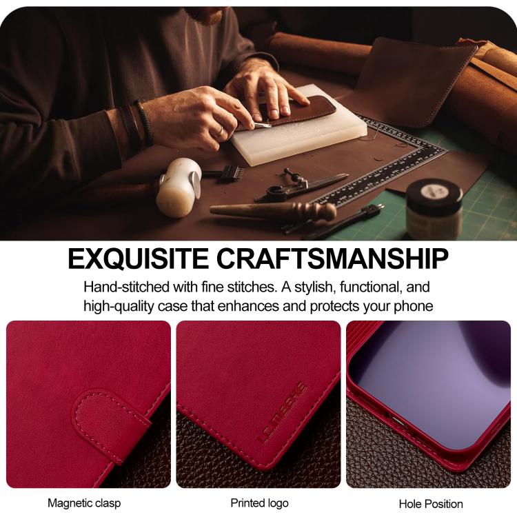 LC.IMEEKE Calf Texture Horizontal Flip Leather Case For iPhone 17 Pro Max(Red) by LC.IMEEKE