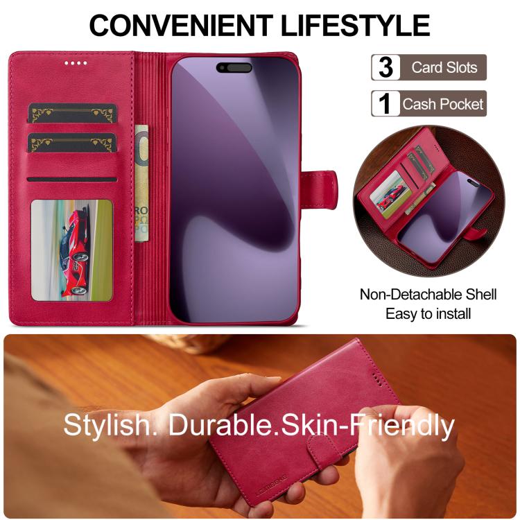 LC.IMEEKE Calf Texture Horizontal Flip Leather Case For iPhone 17 Pro Max(Red) by LC.IMEEKE