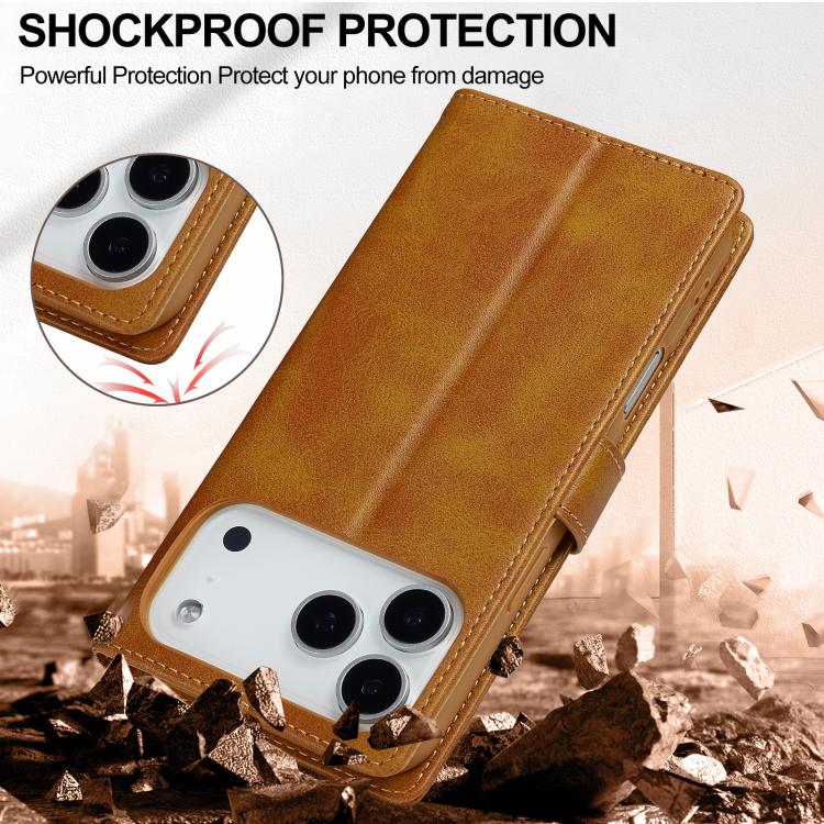 LC.IMEEKE Calf Texture Horizontal Flip Leather Case For iPhone 17 Pro Max(Yellow) by LC.IMEEKE