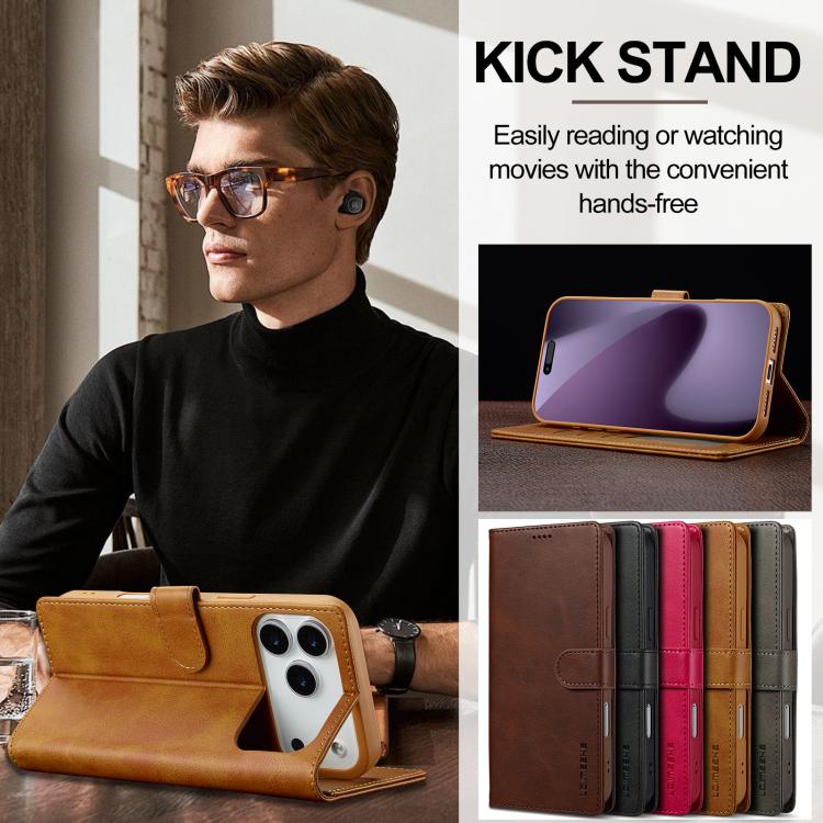 LC.IMEEKE Calf Texture Horizontal Flip Leather Case For iPhone 17 Pro Max(Yellow) by LC.IMEEKE