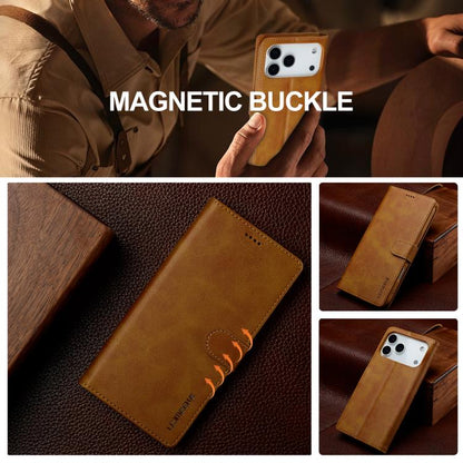 LC.IMEEKE Calf Texture Horizontal Flip Leather Case For iPhone 17 Pro Max(Yellow) by LC.IMEEKE