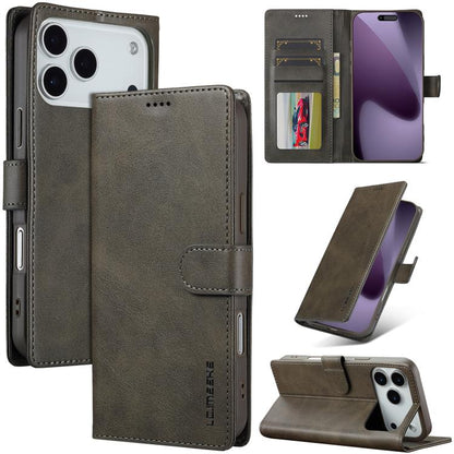 LC.IMEEKE Calf Texture Horizontal Flip Leather Case For iPhone 17 Pro Max(Grey) by LC.IMEEKE