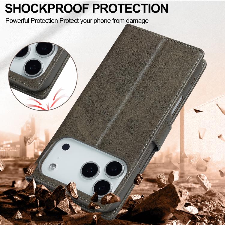 LC.IMEEKE Calf Texture Horizontal Flip Leather Case For iPhone 17 Pro Max(Grey) by LC.IMEEKE