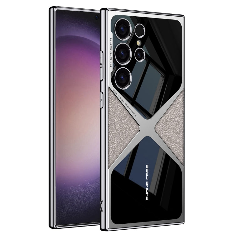 For Samsung Galaxy S23 Ultra GKK Leather Electroplating Supersonic Speed Shockproof Phone Case(White) by GKK